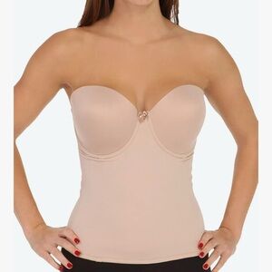 NWT Va Bien Nude Bustier Corset 36D Plus Size Strapless Underwire Bra Shapewear